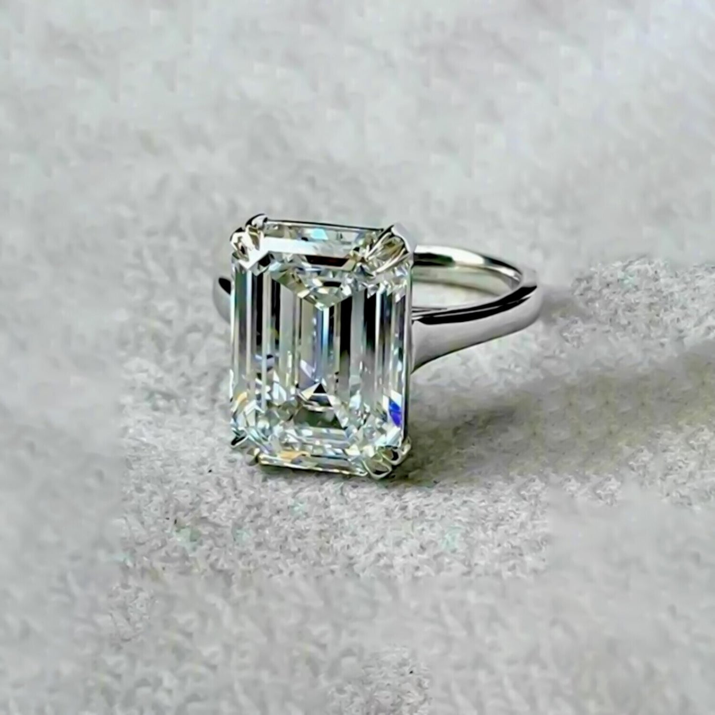 7.10 Ct Emerald Cut Moissanite Ring Wedding Gift for Her July Special 18K Gold Plat 18K Gold Plated