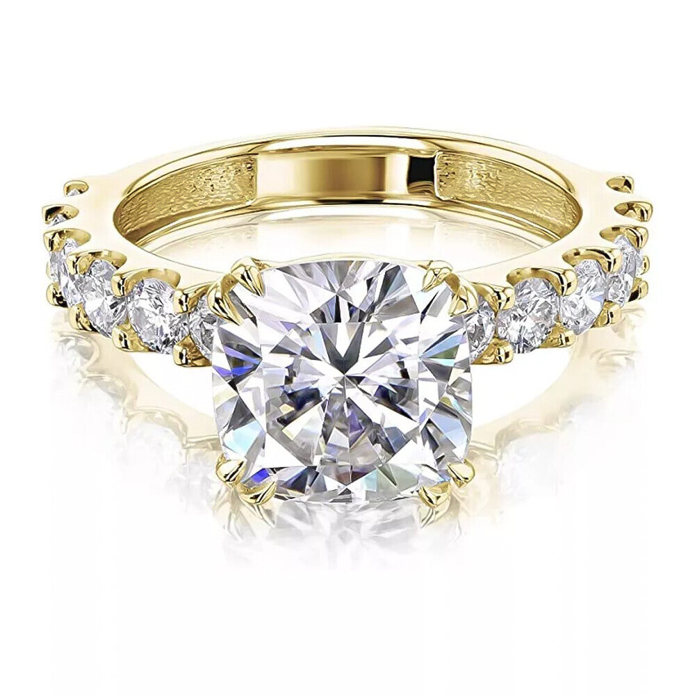 2.60 Ct Moissanite Ring in Great Shine Birthday Gift for Women 18K Gold Plated Verm 18K Gold Plated