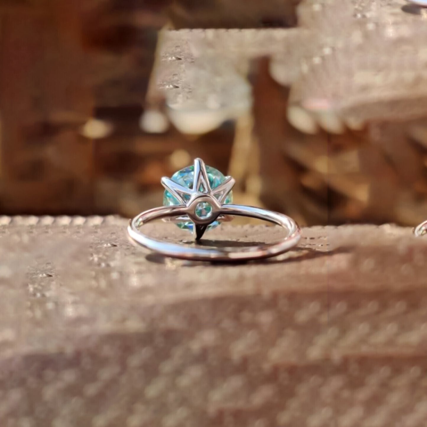 5.60 Ct Blue Moissanite Solitaire Ring Sparkling Gift for Anniversary 18K Gold Plat 18K Gold Plated