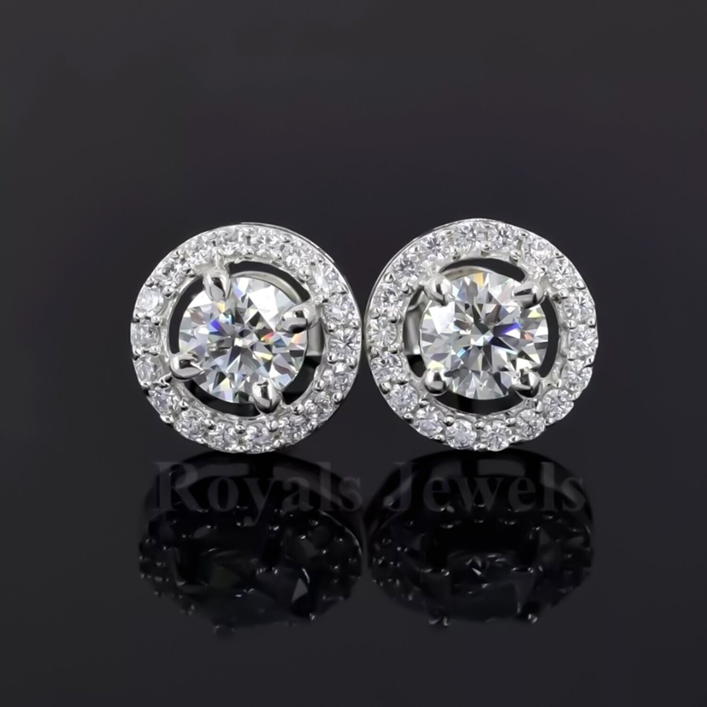 3.60 Ct Gorgeous Certified White Moissanite Solitaire Studs In 18K Gold Plated Verm 18K Gold Plated