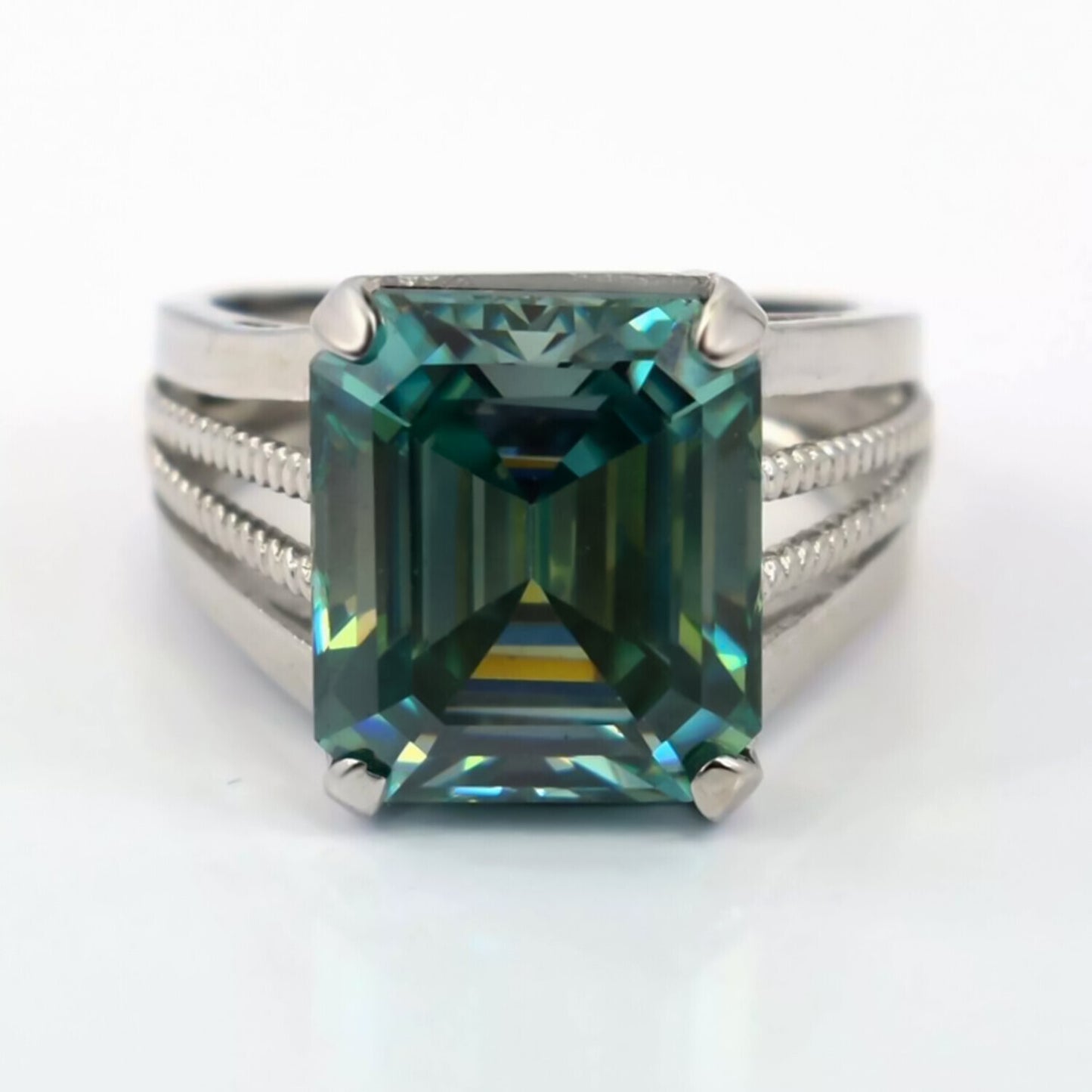 40.00 Ct Blue Moissanite Men’s Ring Huge Gift for 4th of July Event 18K Gold Plated