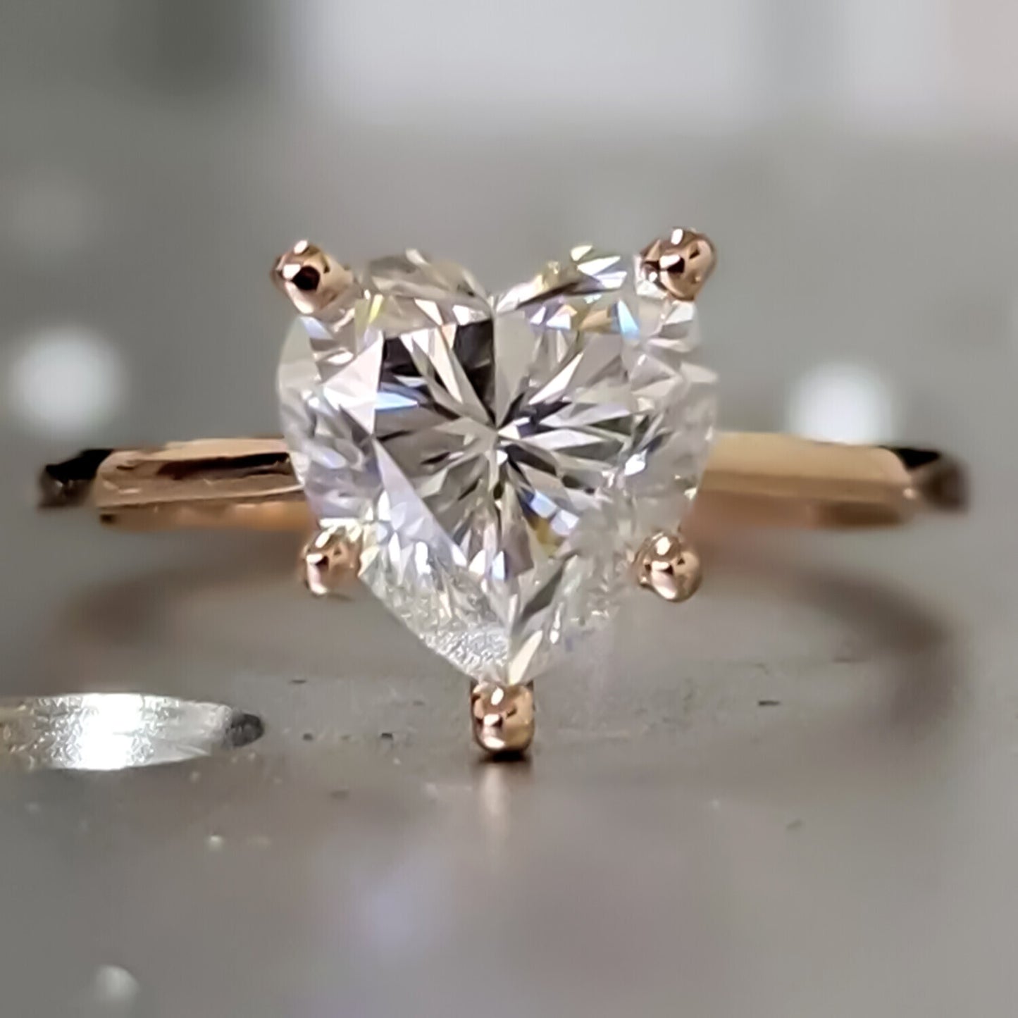 4.00 Ct Heart Cut White Moissanite Ring Romantic Gift for Her 18K Gold Plated Verme 18K Gold Plated