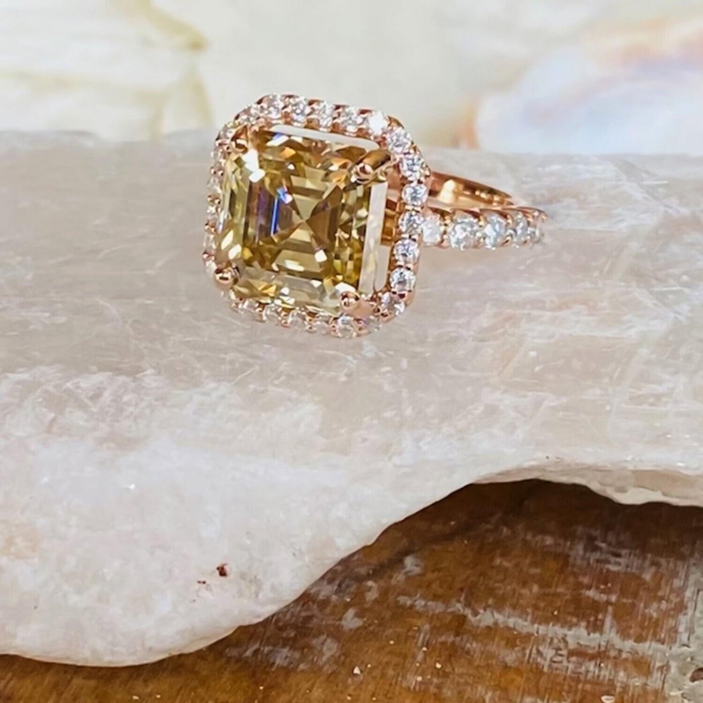 5.00 Ct Champagne Treated Moissanite Ring in – Certified Beauty 18K Gold Plated Ver 18K Gold Plated