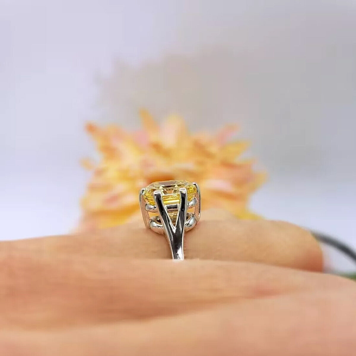 4.00 Ct Champagne Treated Moissanite Ring in – Certified Beauty 18K Gold Plated Ver 18K Gold Plated