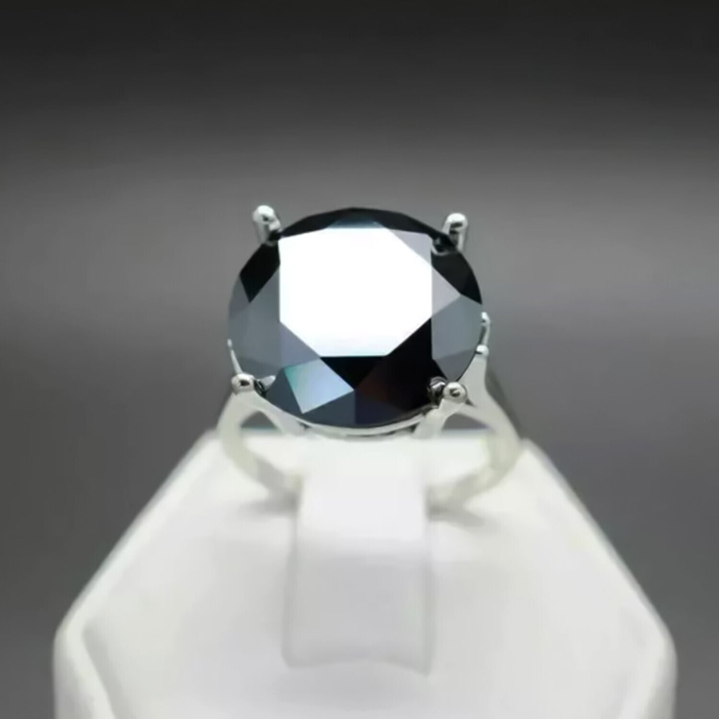 35.90 Ct Black Treated Moissanite Ring in White Gold Finish Cert 18K Gold Plated Ve 18K Gold Plated