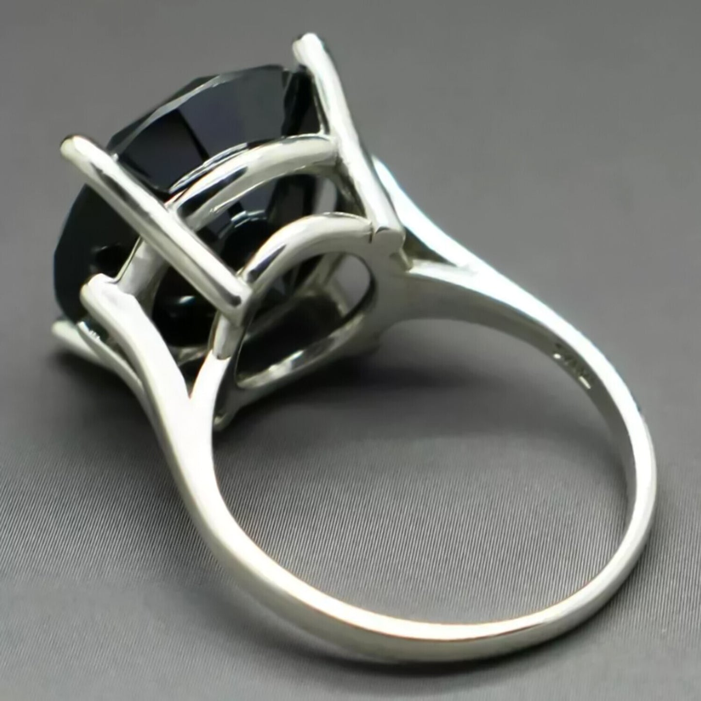 35.90 Ct Black Treated Moissanite Ring in White Gold Finish Cert 18K Gold Plated Ve 18K Gold Plated