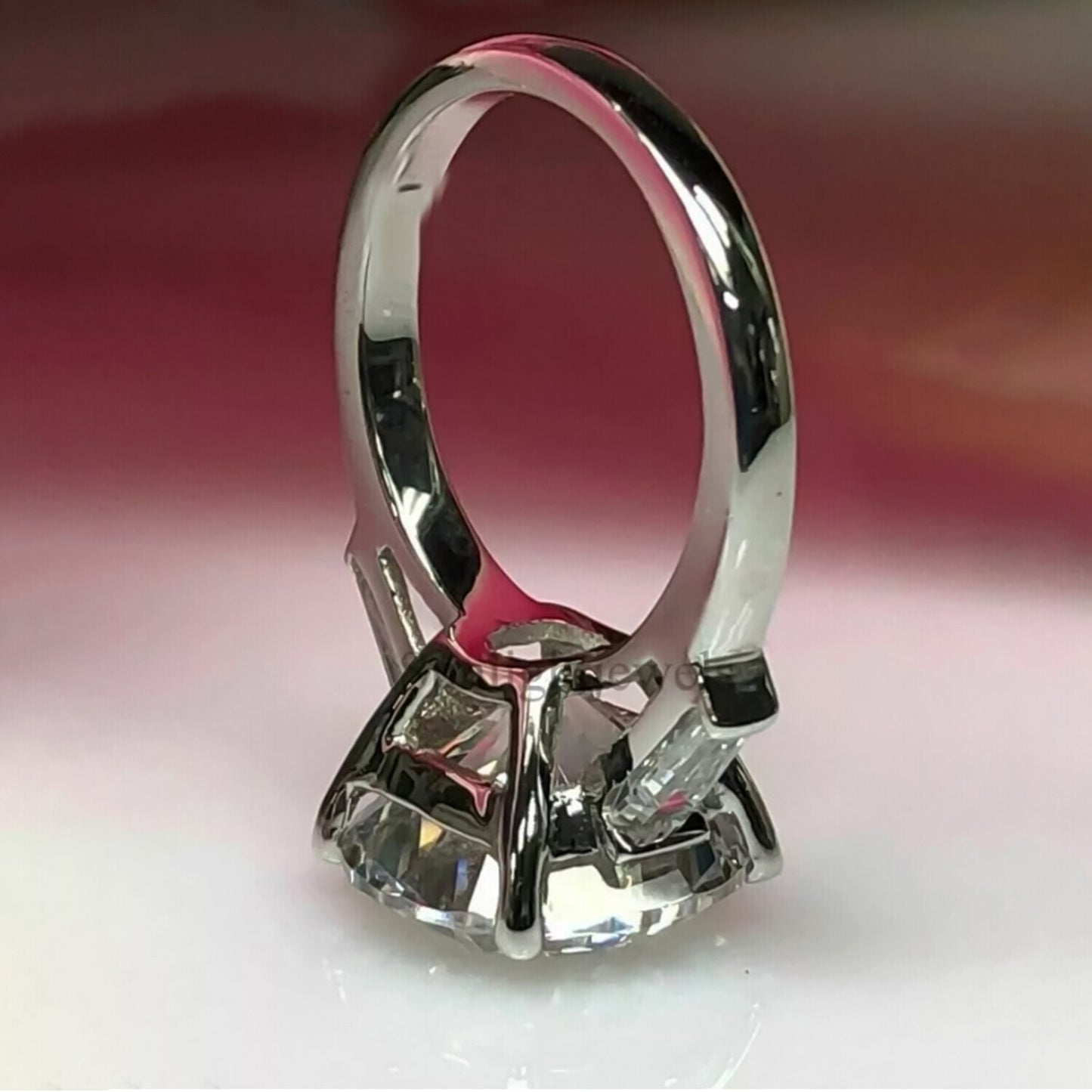 3.50 Ct Round Cut Treated Moissanite Engagement Ring in Certified 18K Gold Plated V 18K Gold Plated