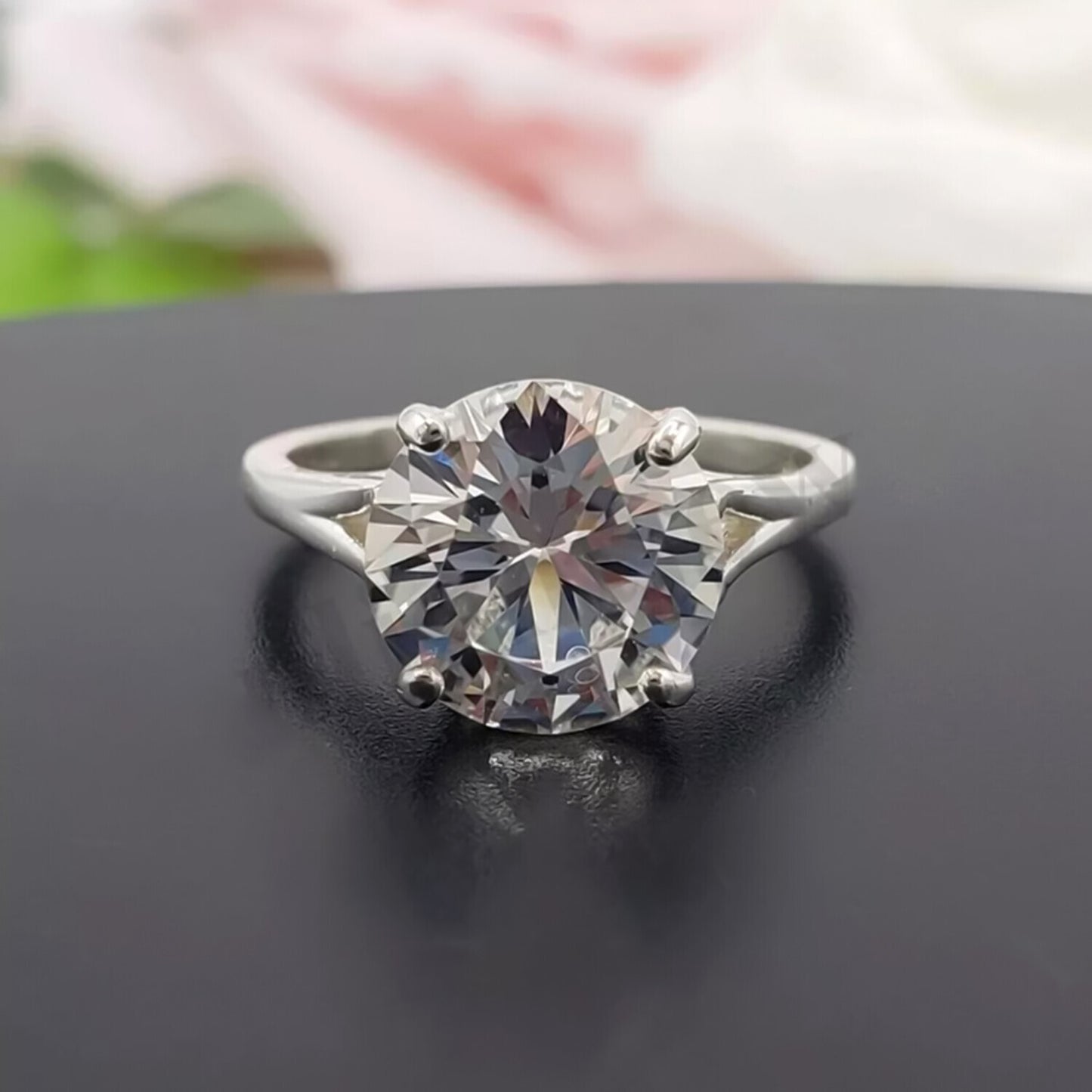 3.25 Ct Round Off White Moissanite Solitaire Ring in – Elegant Gift 18K Gold Plated