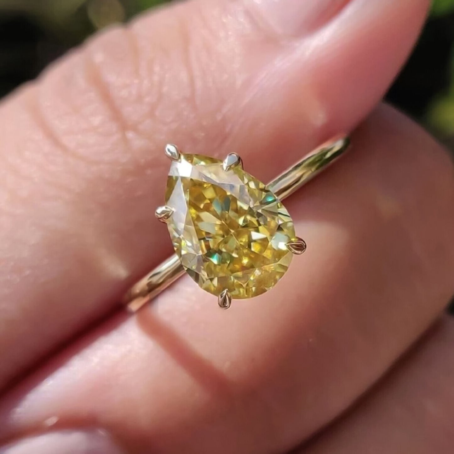 9.30 Ct Champagne Treated Moissanite Solitaire Ring in – RARE Find 18K Gold Plated 18K Gold Plated