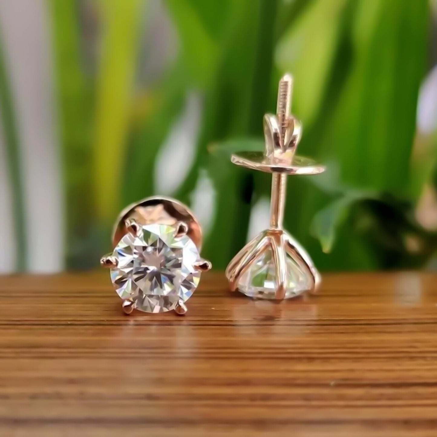 3.40 Ct Certified Treated White Moissanite Solitaire Studs Great Shine 18K Gold Pla 18K Gold Plated