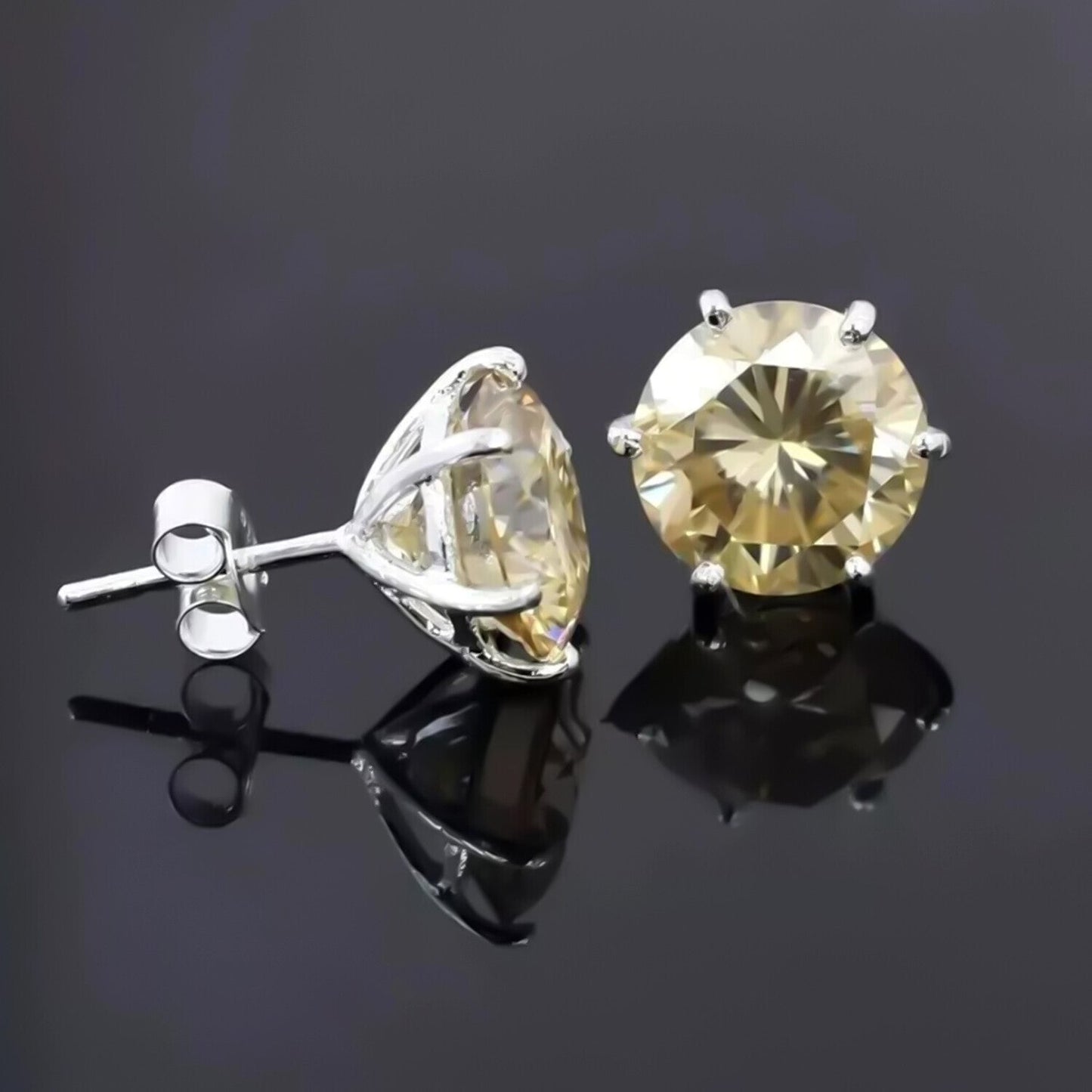 5.50 Ct Champagne Moissanite Stud Earrings Gold Vermeil Certified Brilliant