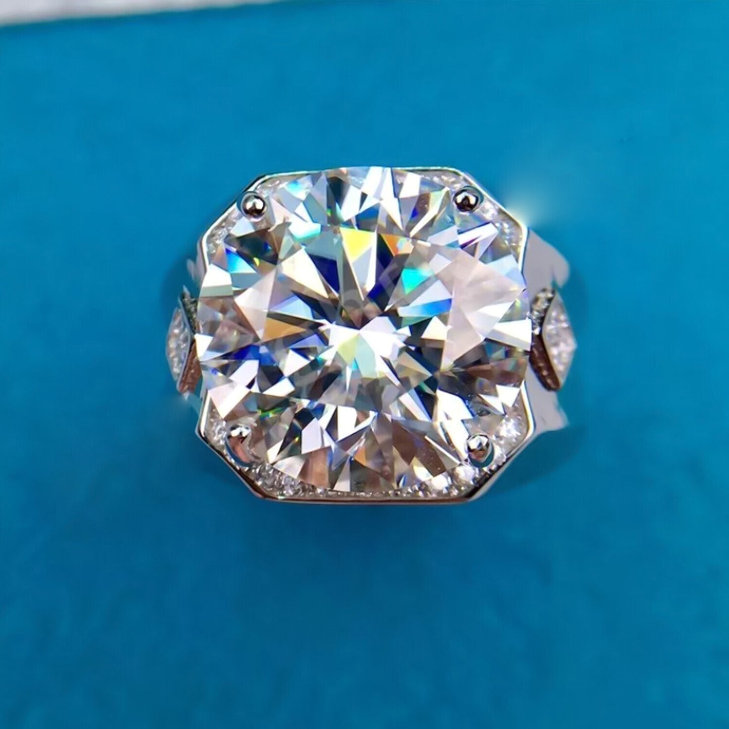 9.50 Ct Round Cut White Moissanite Solitaire Ring Certified Sparkle 18K Gold Plated