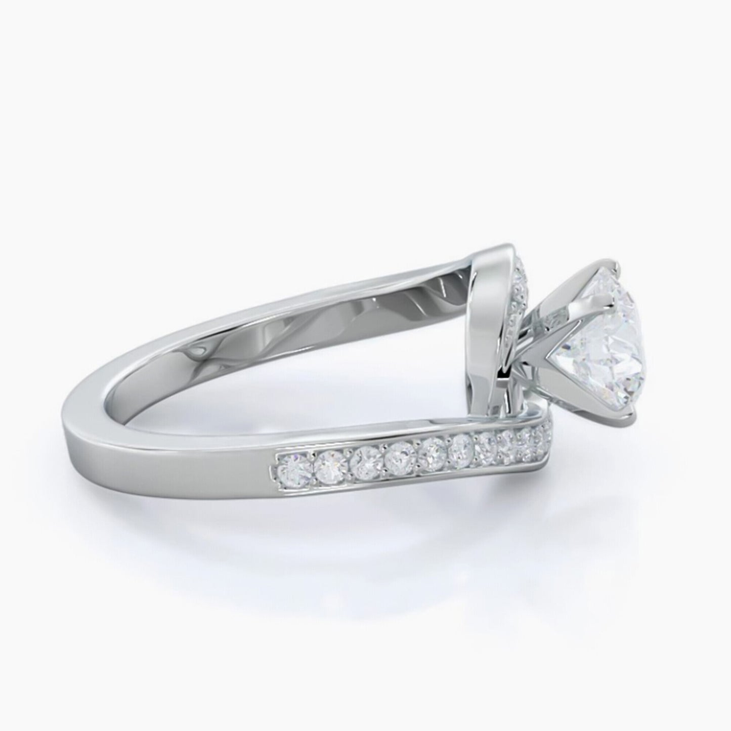 3.20 Ct Certified Round Cut White Moissanite Ring In For Engagement 18K Gold Plated