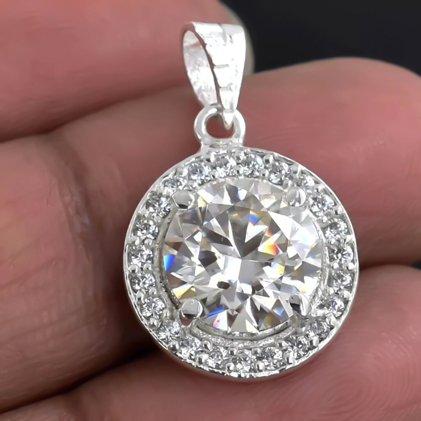 4.50 Ct Certified F VS1 White Moissanite Pendant in Gold Vermeil Labor Day Gift - View 2 - GEMHUB & CO.