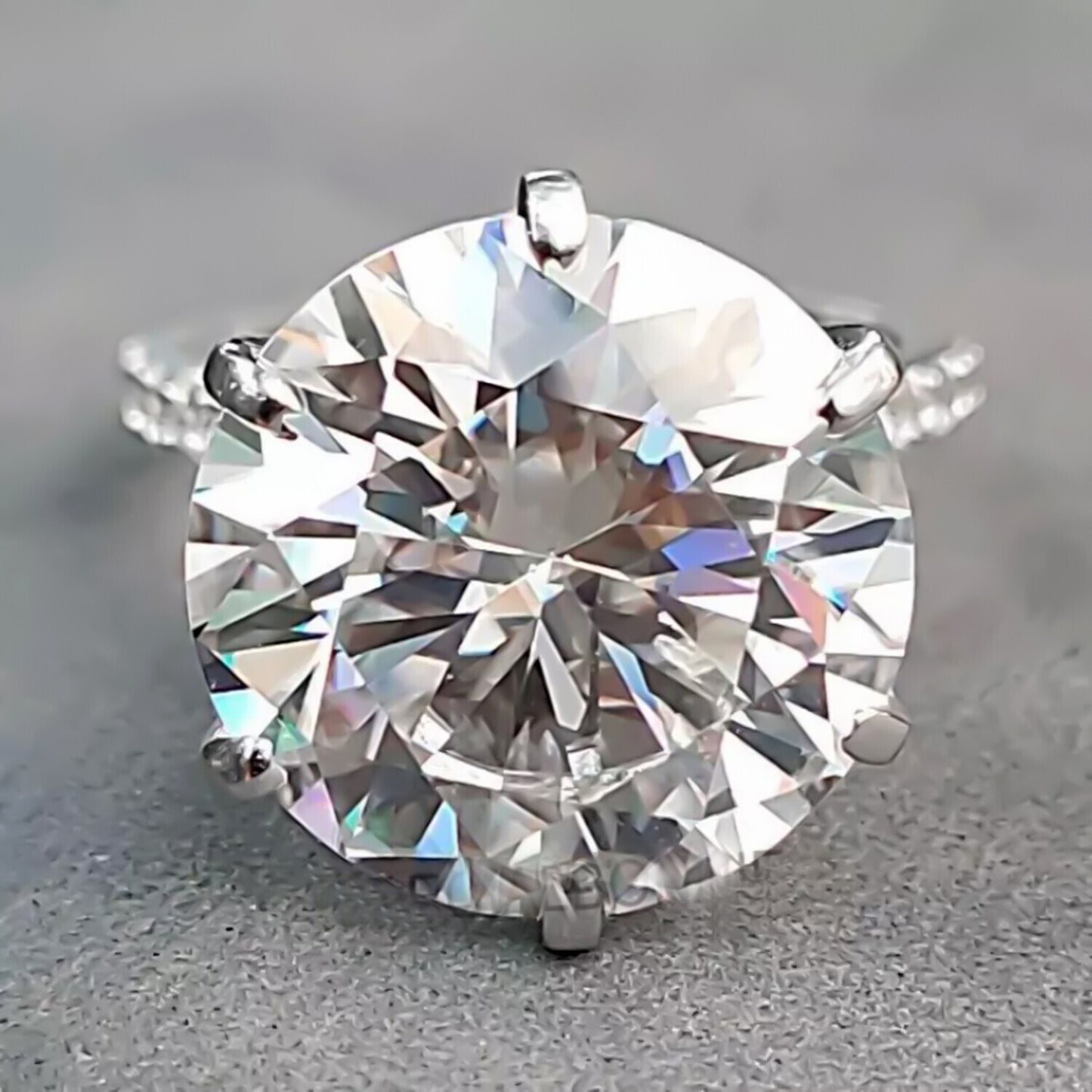 11.50 Ct Certified White Moissanite Solitaire Ring – Luxury Jewelry for Fall 18K Go 18K Gold Plated