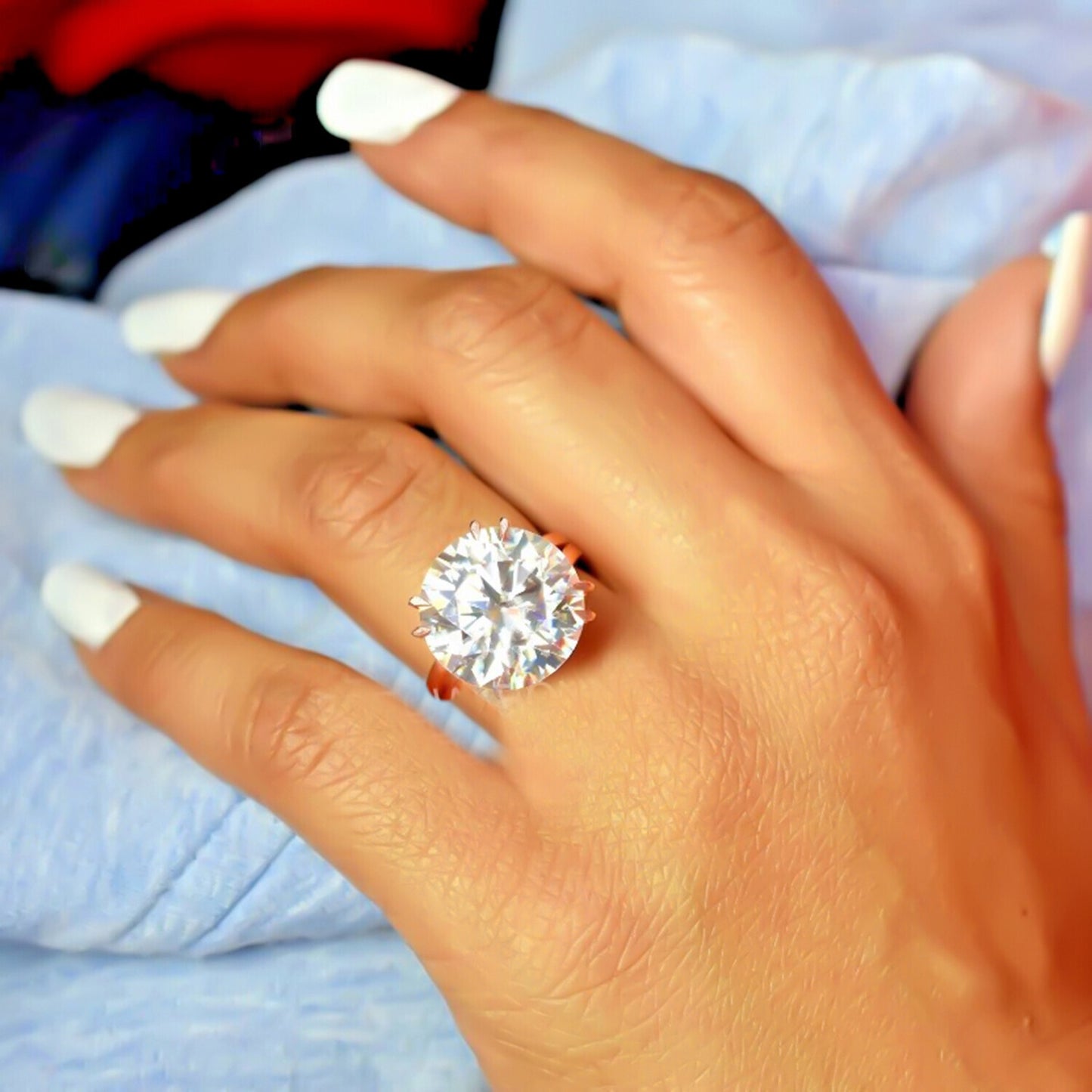 6.00 Ct Certified White Moissanite Ring in – Labor Day Jewelry Gift 18K Gold Plated