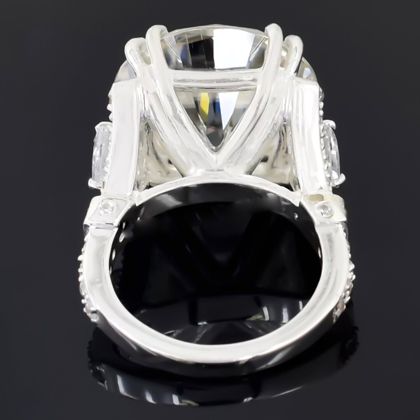 18.85 Ct Certified White Moissanite Solitaire Ring – Glamorous Bridal Jewelry 18K G 18K Gold Plated