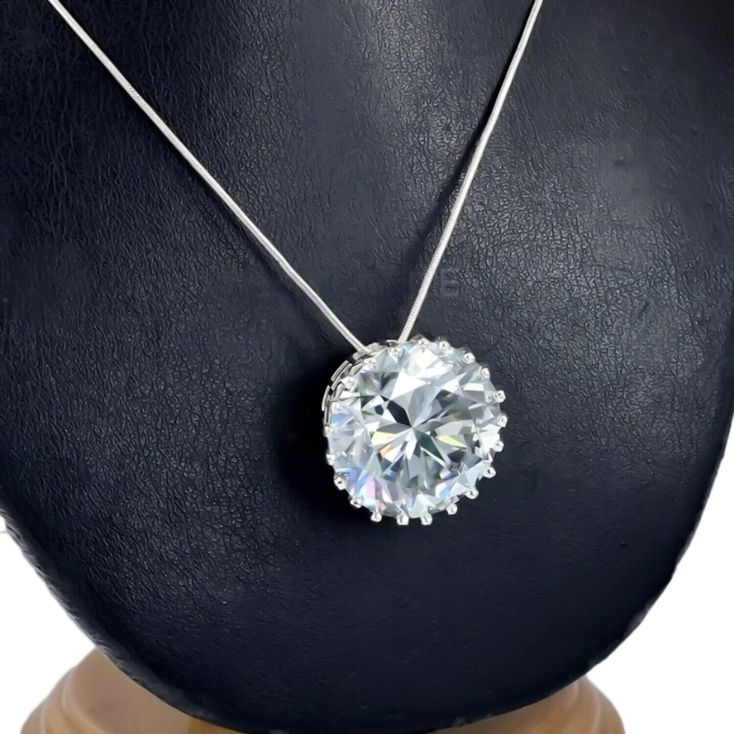 27 Ct Certified White Moissanite Solitaire Pendant Gold Vermeil New Year Gift - View 3 - GEMHUB & CO.