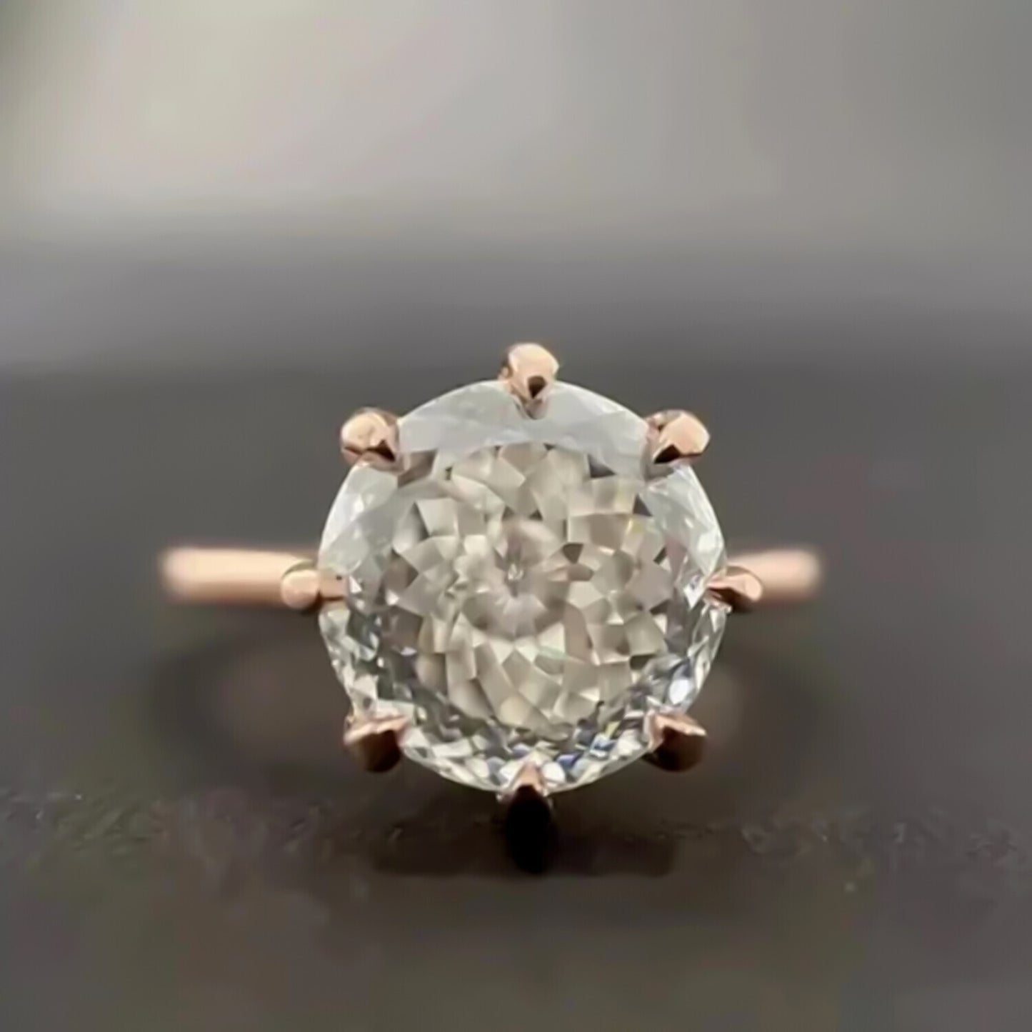 3.25 Ct Portuguese Cut White Moissanite Solitaire Ring – Xmas Gift 18K Gold Plated 18K Gold Plated