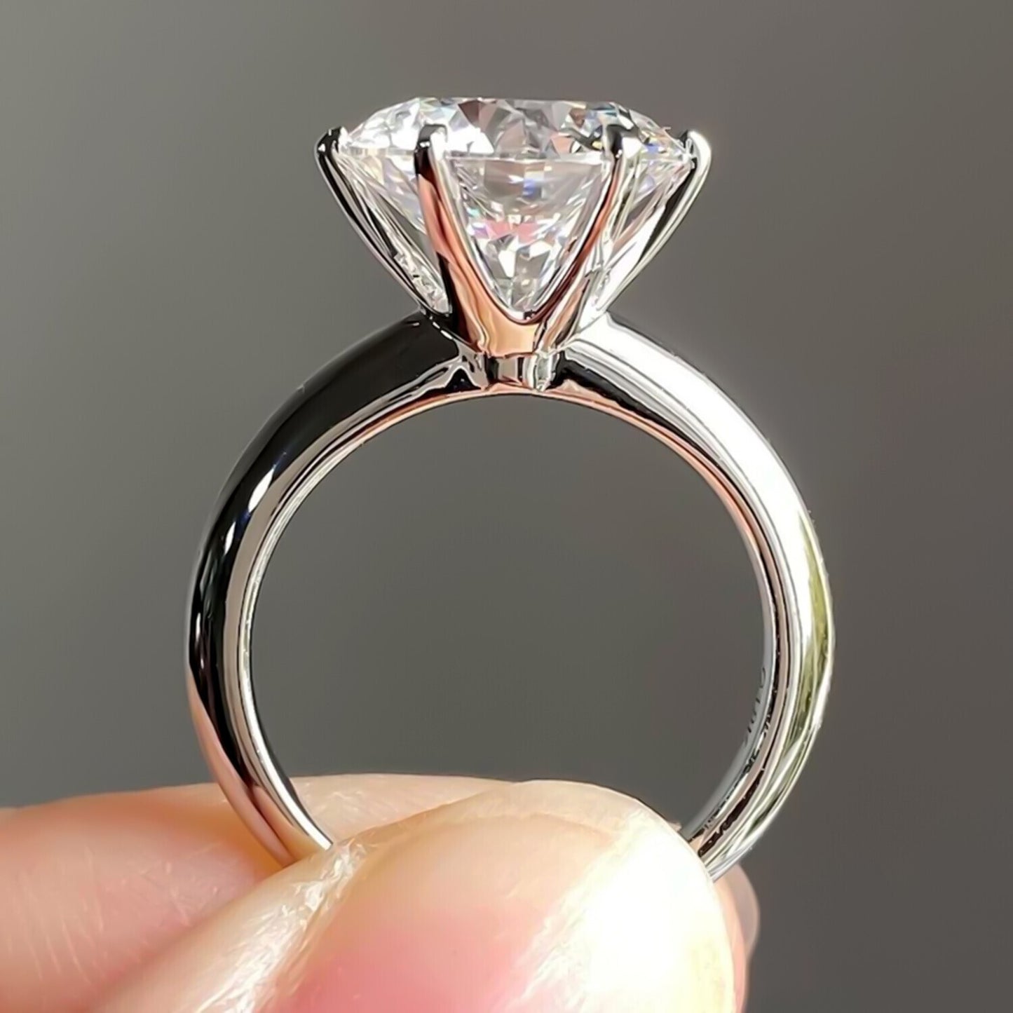 4.12 Ct Certified White Moissanite Solitaire Ring in – Holiday Gift 18K Gold Plated