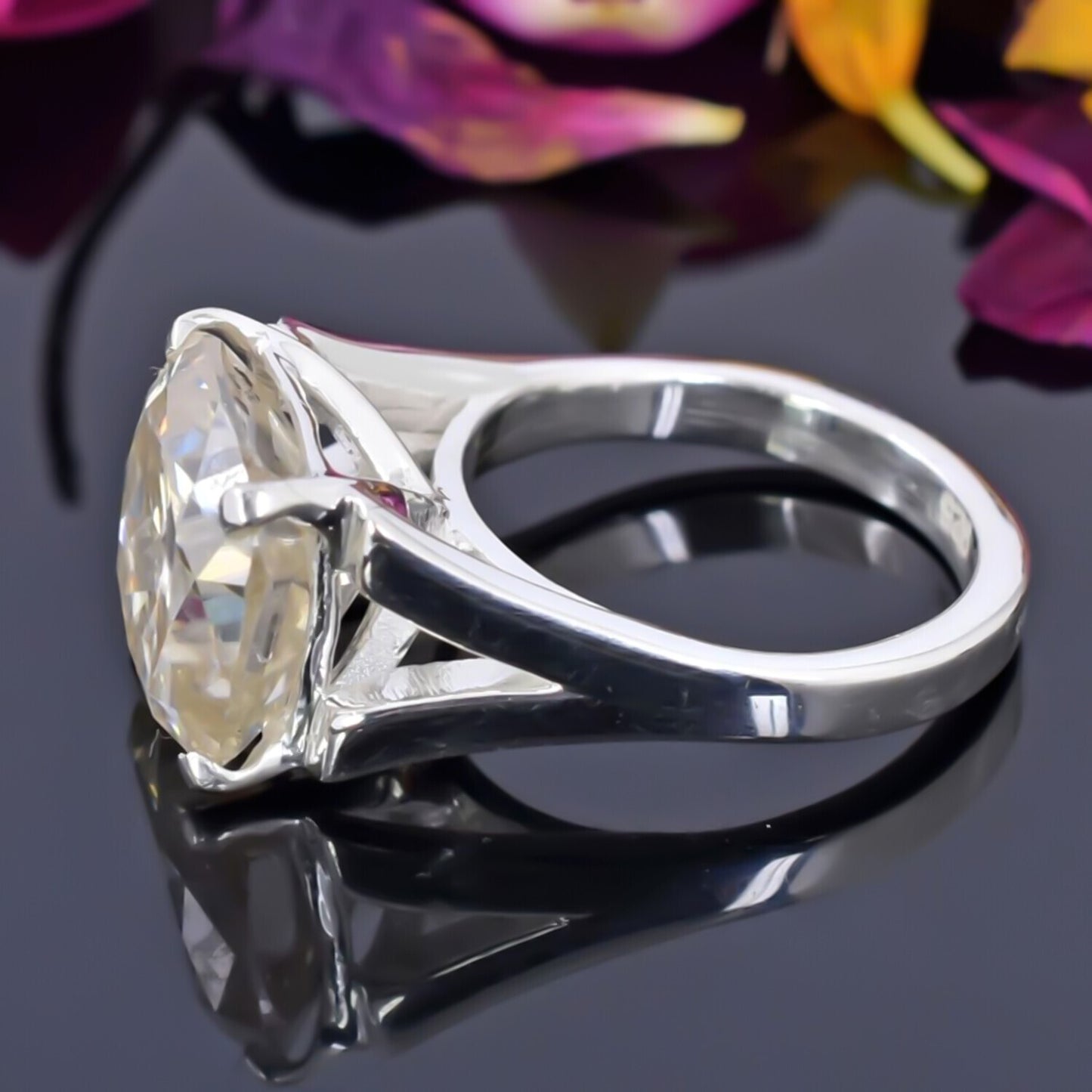 9.30 Ct Certified White Moissanite Ring in – Luxury Gift for Women 18K Gold Plated 18K Gold Plated