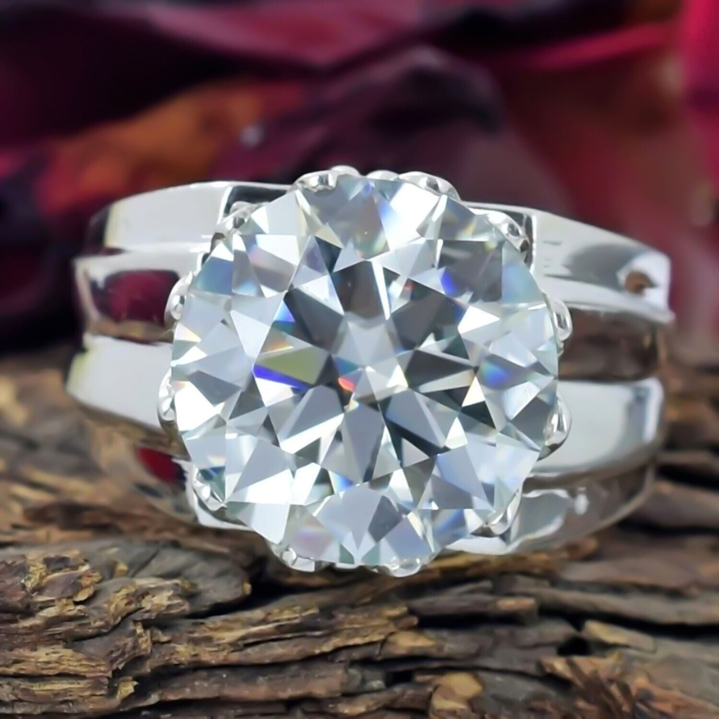 6.65 Ct Certified White Moissanite Ring – Anniversary Jewelry in 18K Gold Plated Ve 18K Gold Plated