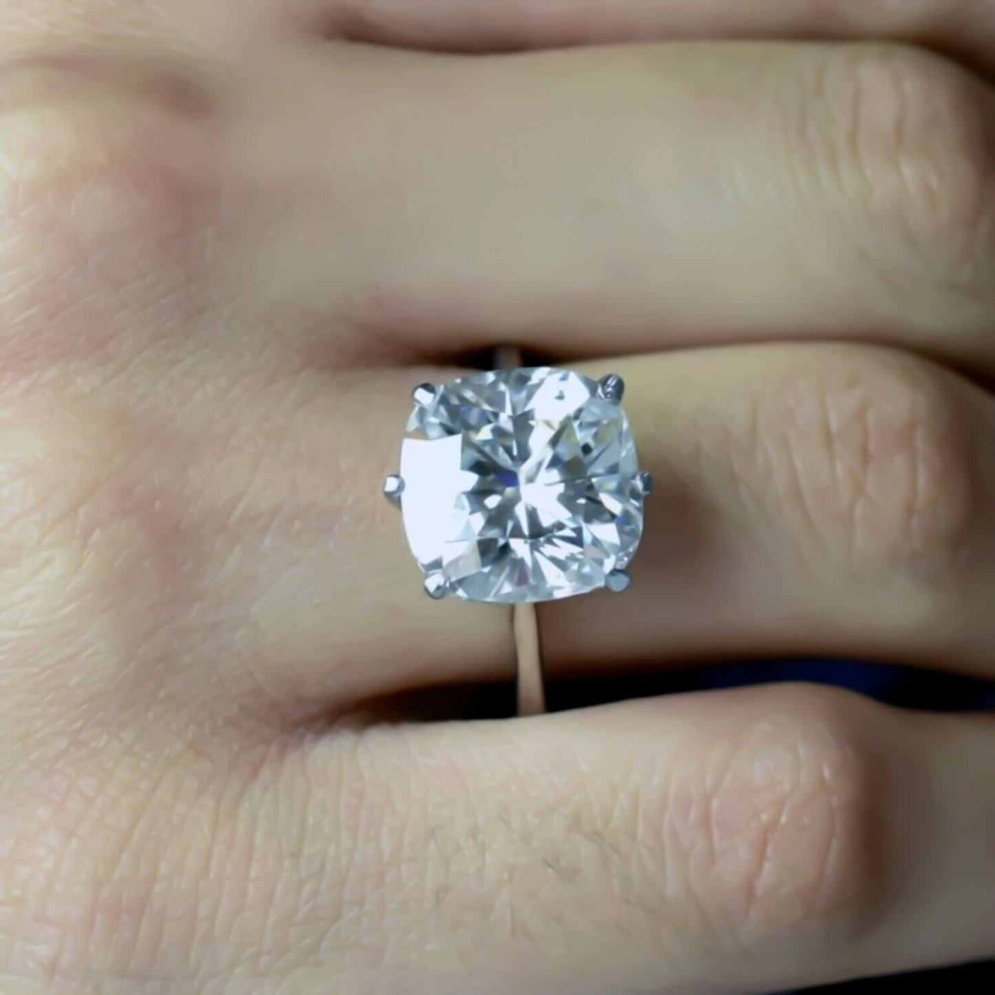 5.45 Ct Certified White Moissanite Solitaire Ring – Gift Jewelry in 18K Gold Plated