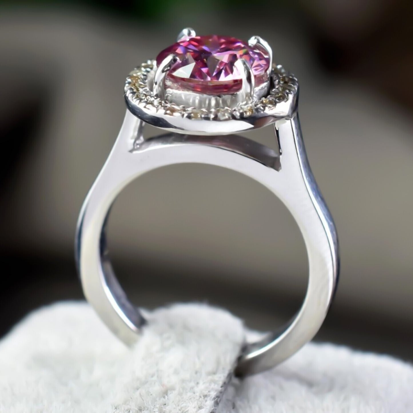 Certified 1.2 Ct Natural Pink Moissanite Ring in Gift for Her Love 18K Gold Plated 18K Gold Plated