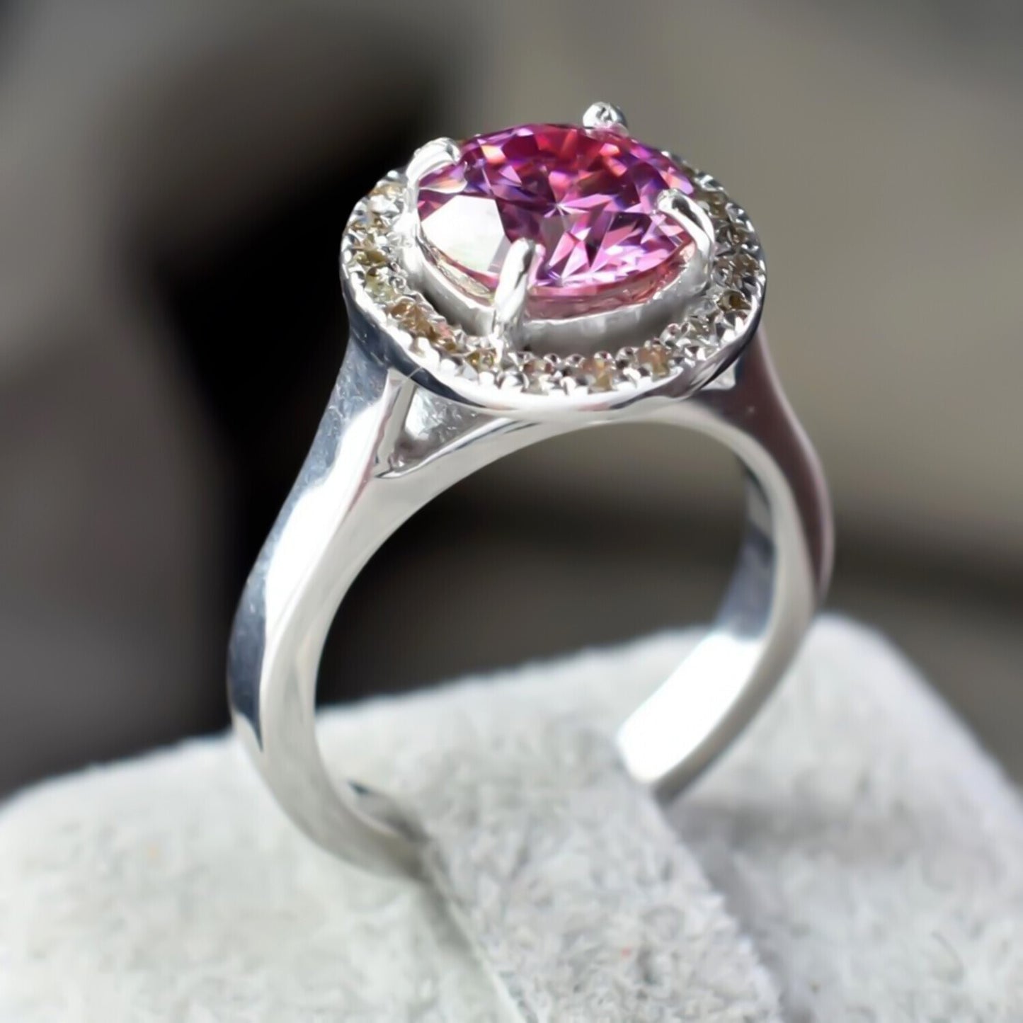 Certified 1.2 Ct Natural Pink Moissanite Ring in Gift for Her Love 18K Gold Plated 18K Gold Plated