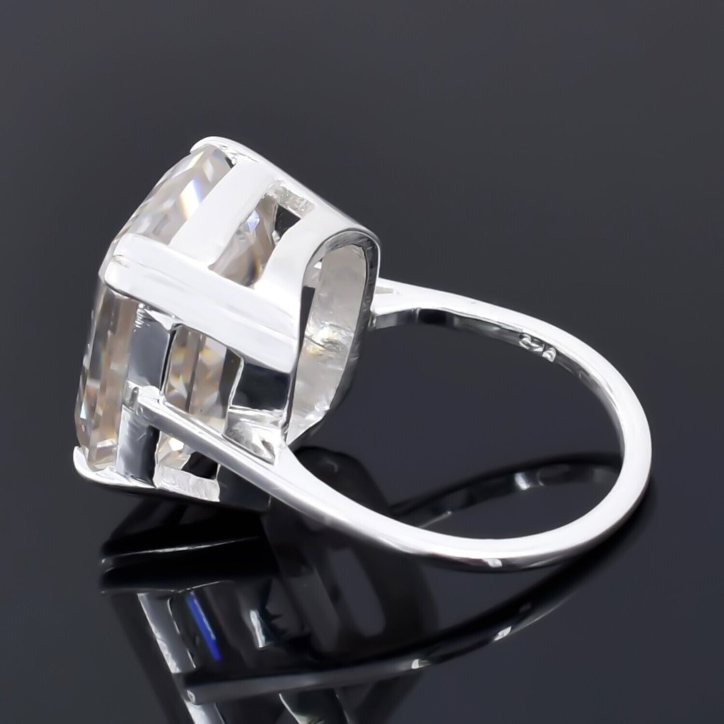 Certified Natural 4 Ct Emerald Cut Moissanite Solitaire Ring in 18K Gold Plated Ver 18K Gold Plated