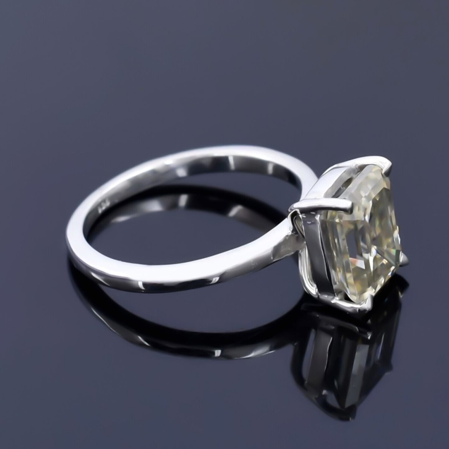 Certified 7.5 Ct Natural Blue Moissanite Ring in for Anniversary 18K Gold Plated Ve 18K Gold Plated