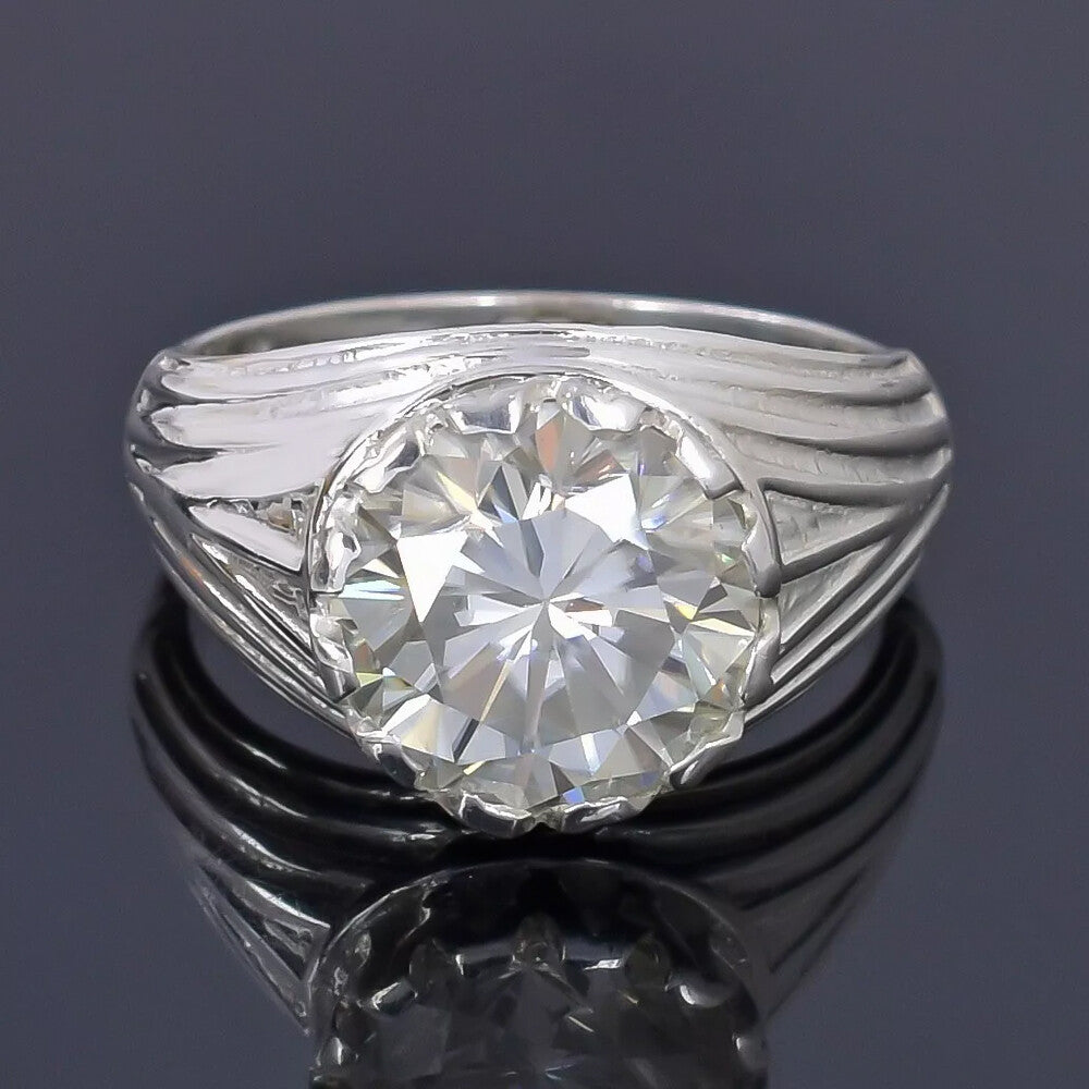 5.30 Ct Certified Round Cut White Moissanite Ring Gold Vermeil Sterling Silvers - GEMHUB & CO.
