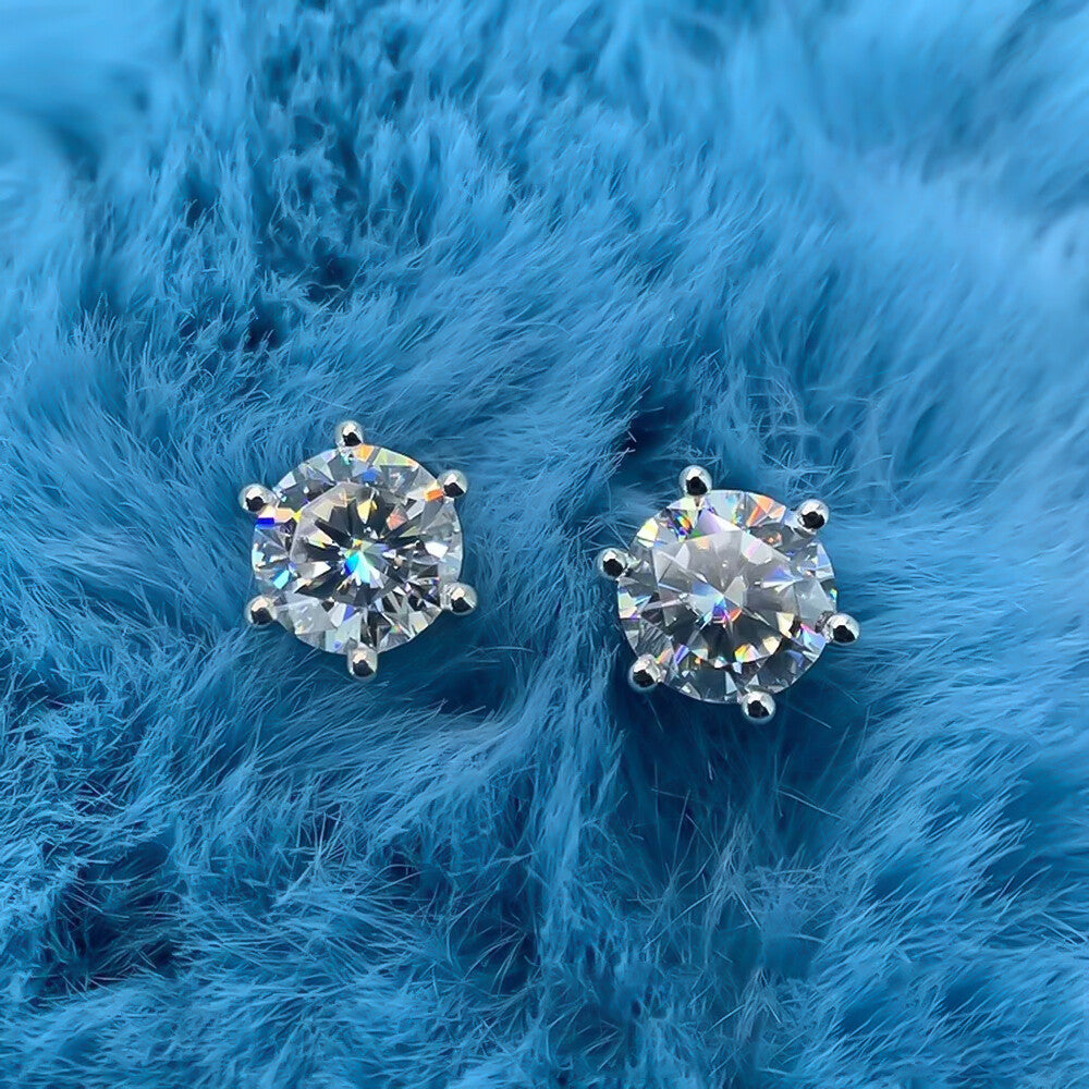 10.00ct DEW White Moissanite Round Solitaire Stud Earrings