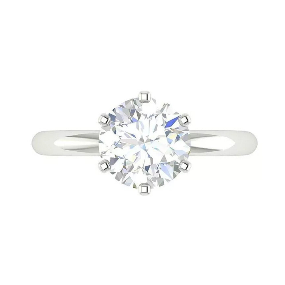 2.20 Ct Round Cut White Moissanite Solitaire in Engagement Ring 18K Gold Plated Ver 18K Gold Plated
