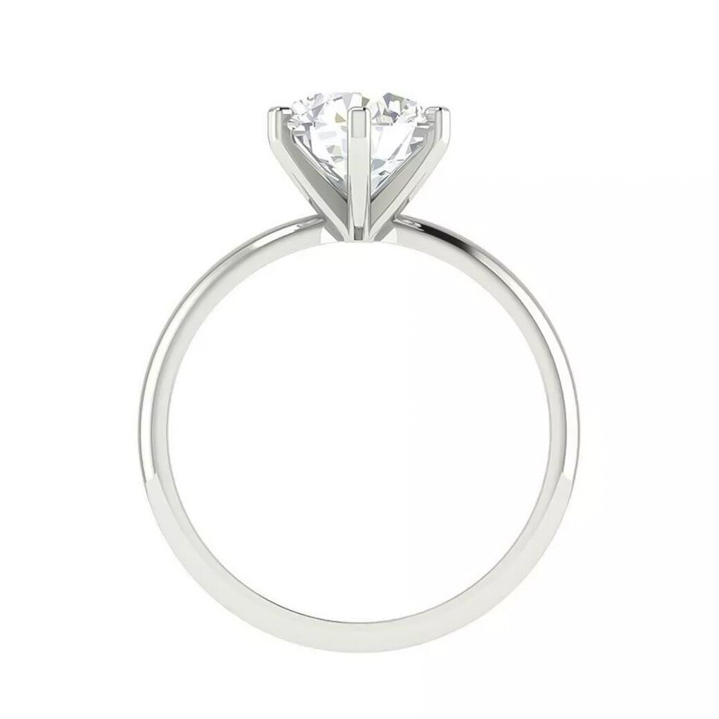2.20 Ct Round Cut White Moissanite Solitaire in Engagement Ring 18K Gold Plated Ver 18K Gold Plated