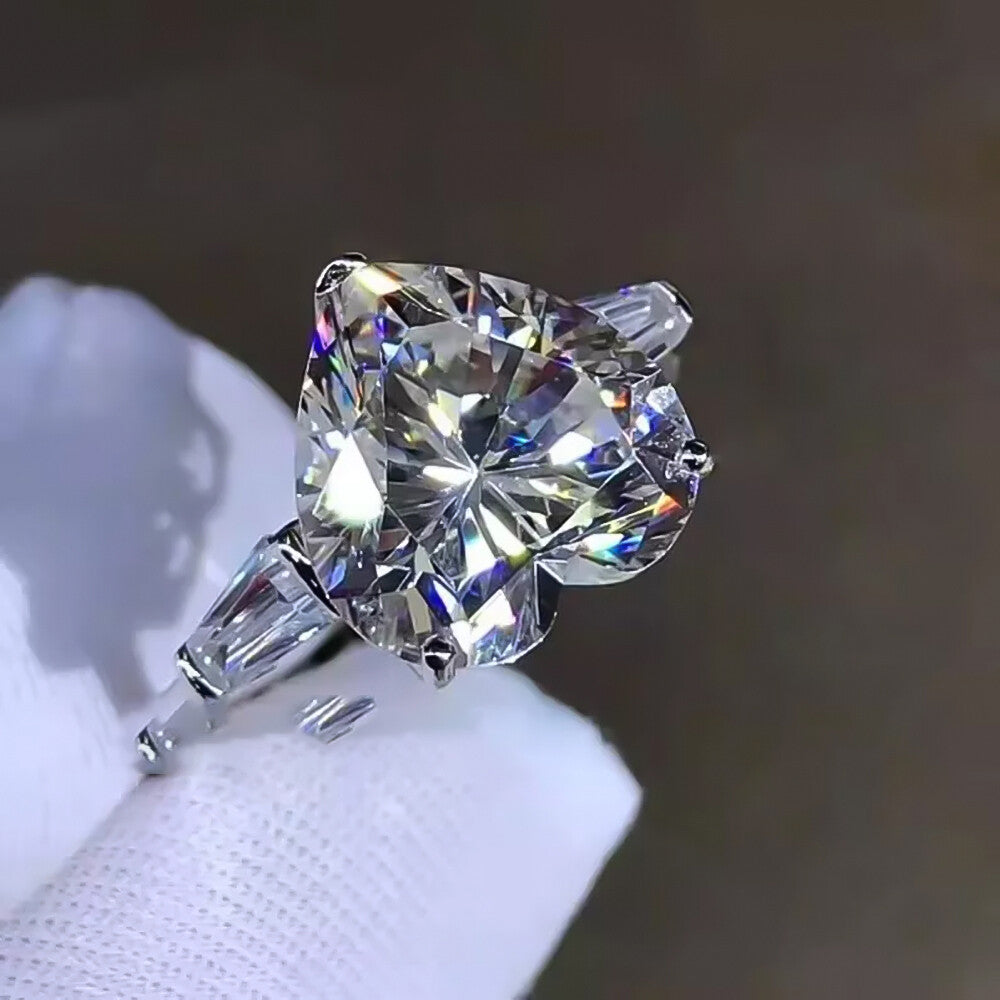 5.10 Ct Certified Heart Cut Solitaire White Soliatire Moissanite Ring 18K Gold Plat 18K Gold Plated