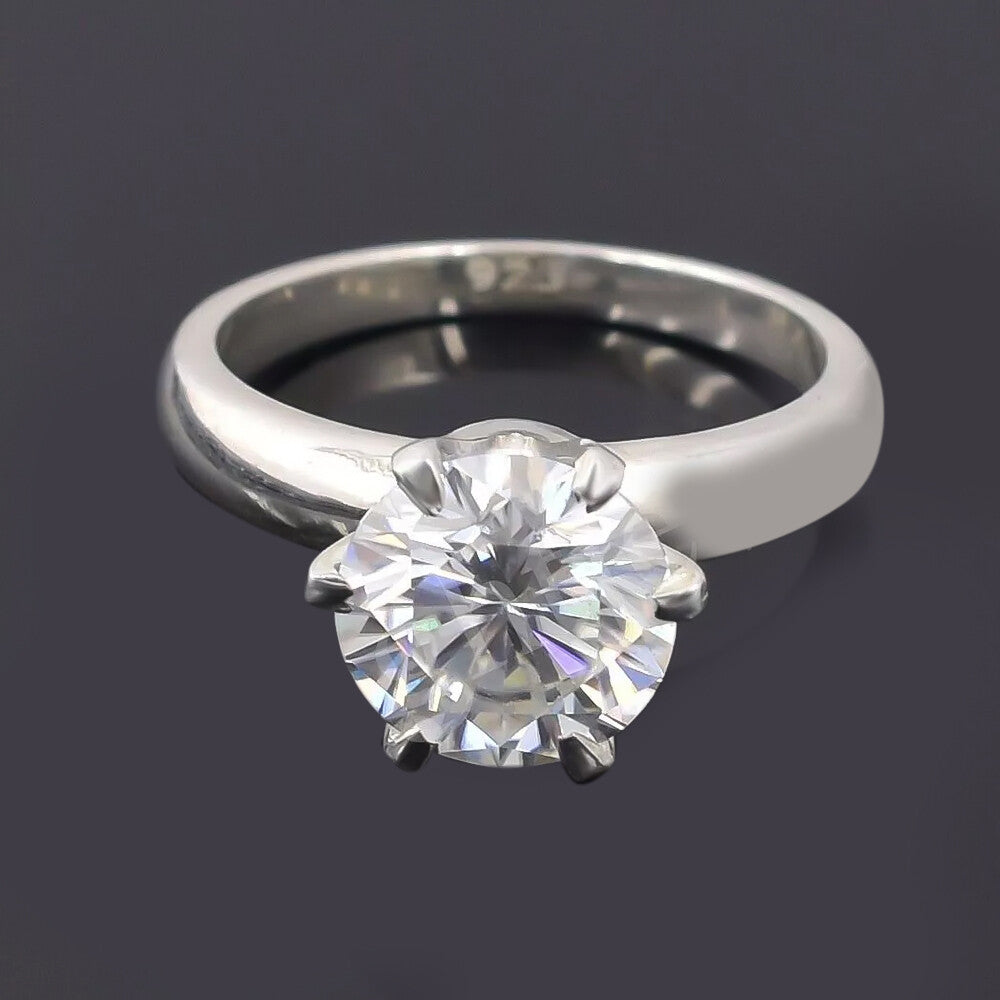 2.70 Ct Certified Round Cut White Moissanite Solitaire Ring 18K Gold Plated