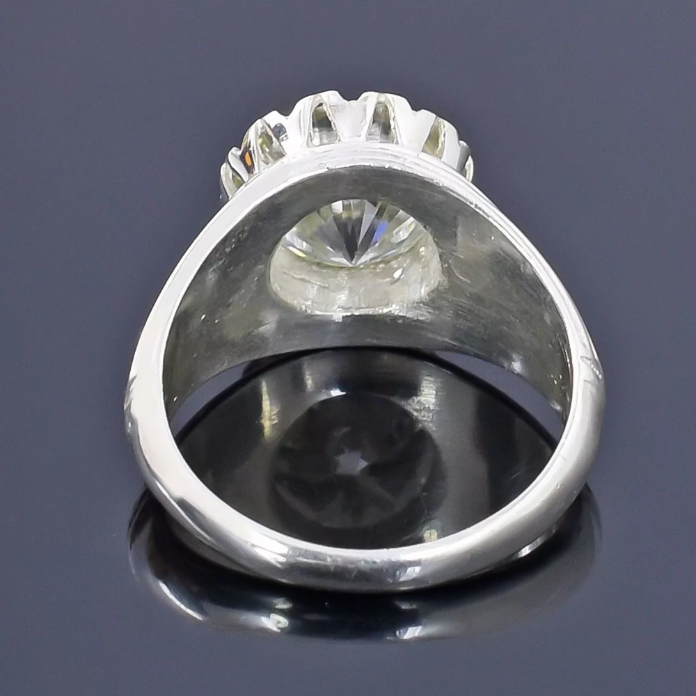 5.30 Ct Certified Round Cut White Moissanite Solitaire Ring Gold Vermeil - View 3 - GEMHUB & CO.