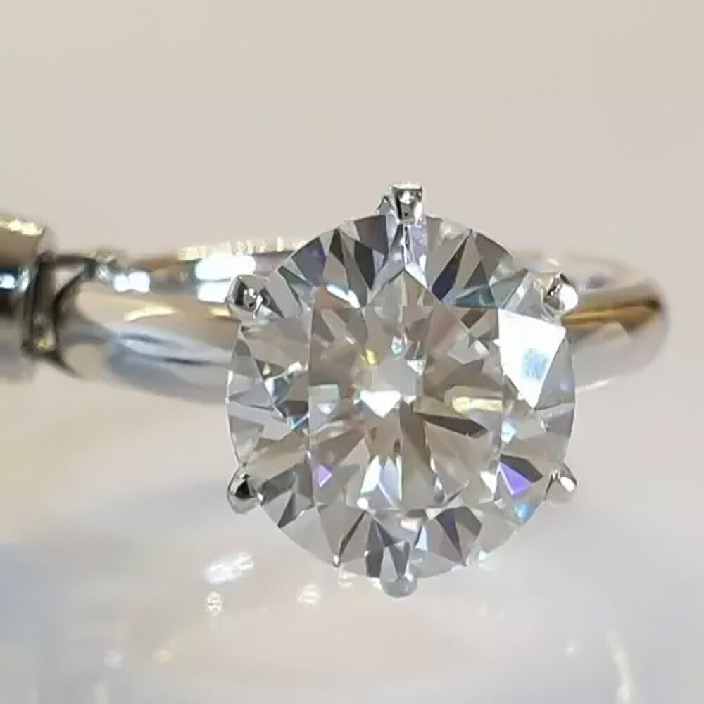 Certified 4.60 Ct Round Cut White Moissanite Solitaire Statement Ring In 18K Gold P 18K Gold Plated