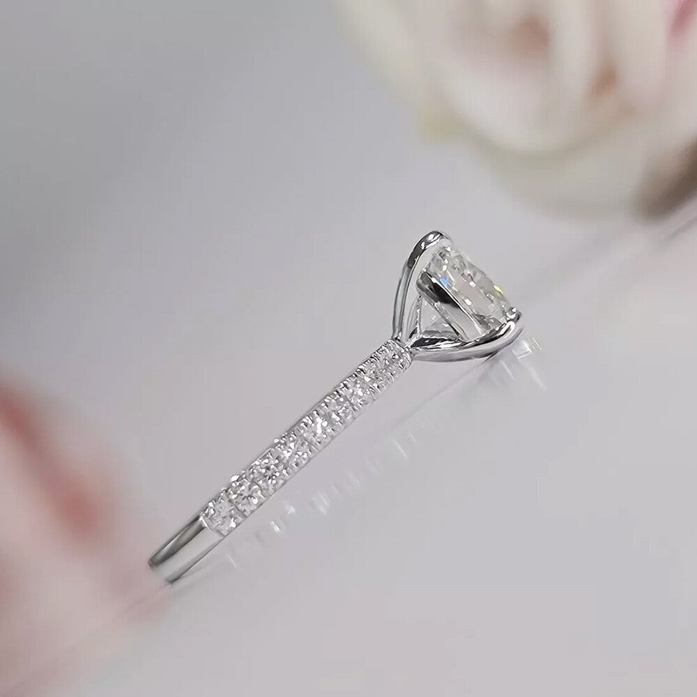 2.50 Ct Certified Cushion Cut White Moissanite Ring For Women 18K Gold Plated Verme 18K Gold Plated
