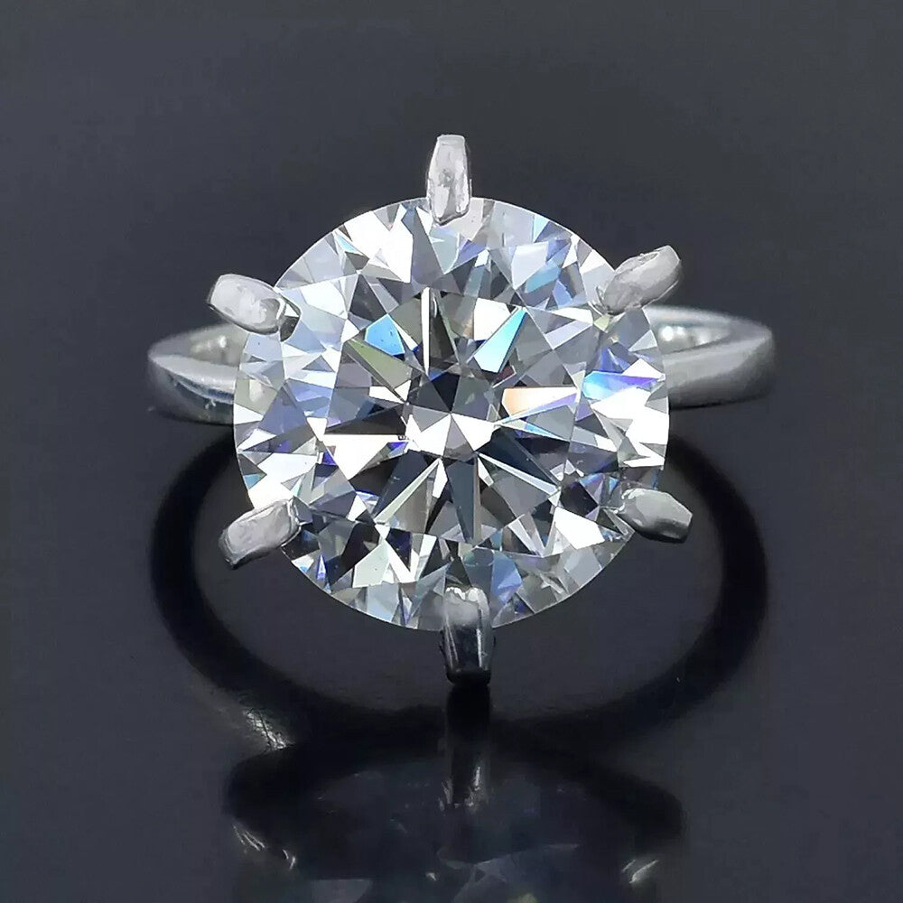8.50 Ct Certified Round Cut White Moissanite Solitaire Ring In 18K Gold Plated Verm 18K Gold Plated
