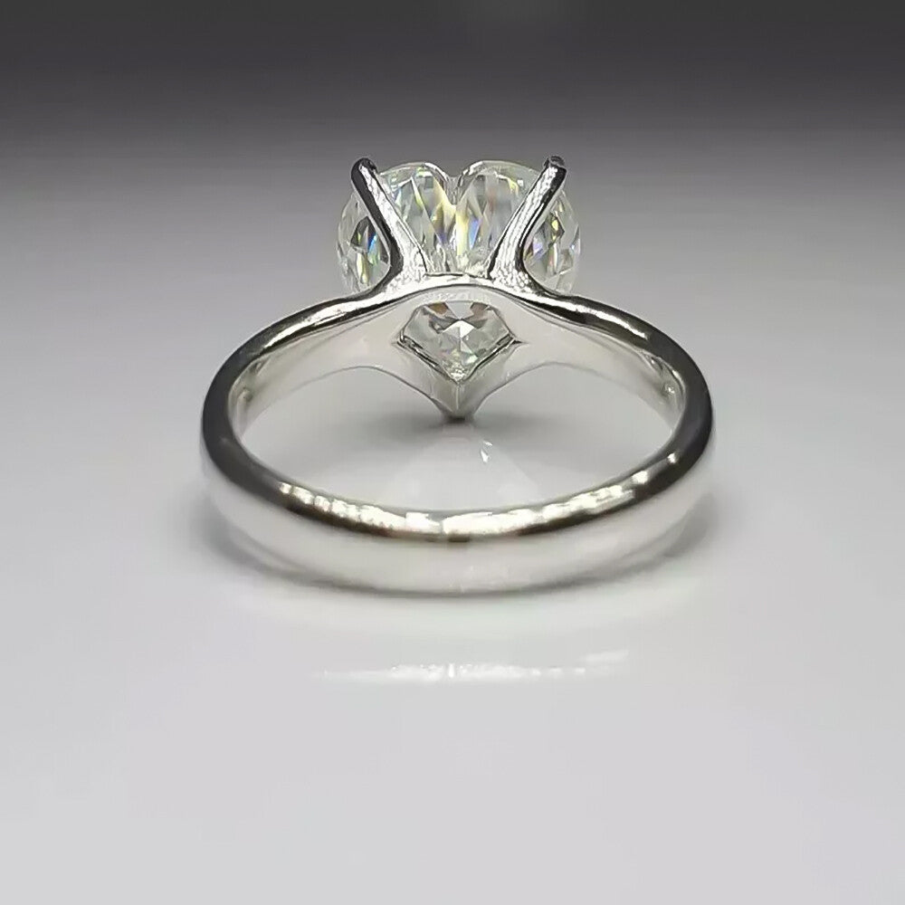 Certified 3.75 Ct Heart Cut White Moissanite Solitaire Ring In 18K Gold Plated Verm 18K Gold Plated