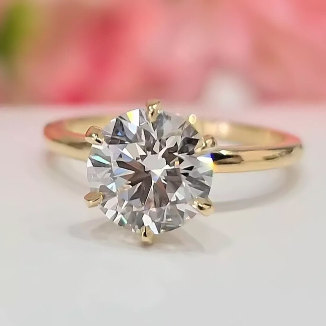Certified 3.40 Ct Pear Cut White Moissanite Solitaire Statement Ring 18K Gold Plate 18K Gold Plated