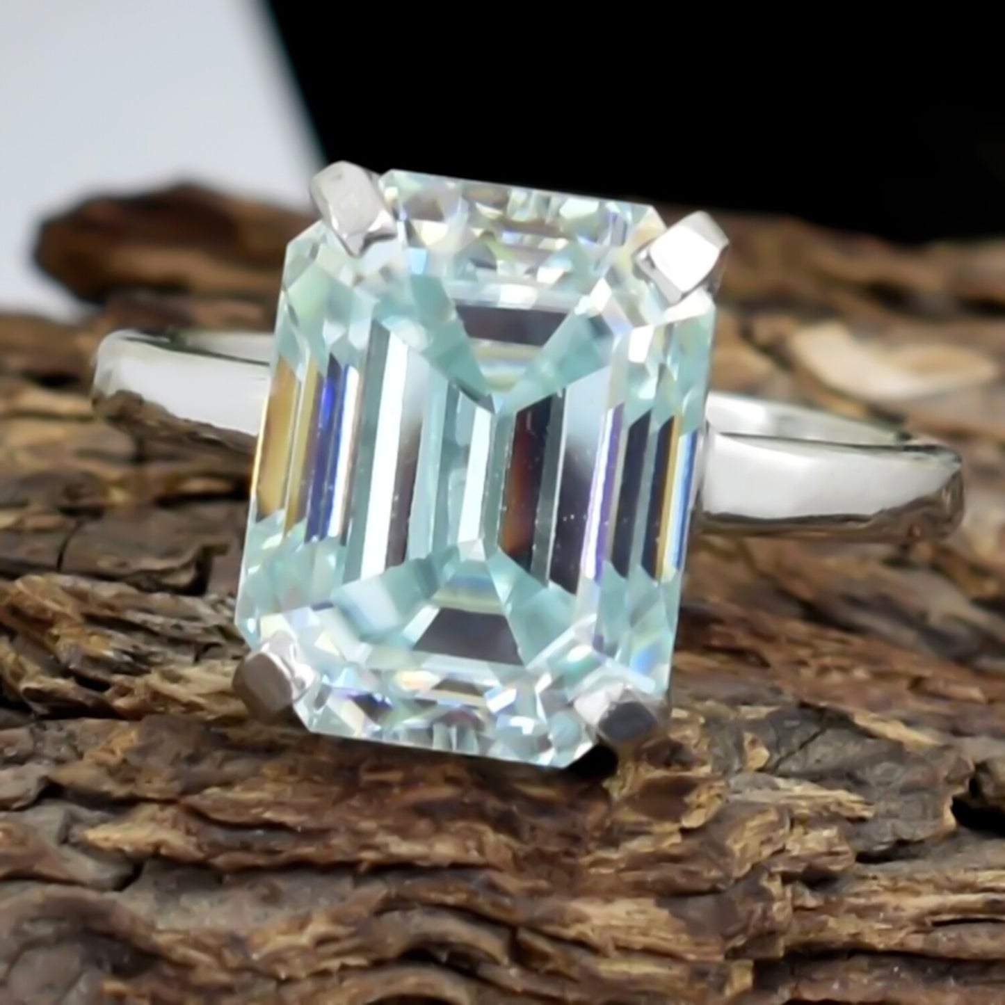 6.7ct Certified Natural VS1 Blue Moissanite Solitaire Ring Gift 18K Gold Plated Ver 18K Gold Plated