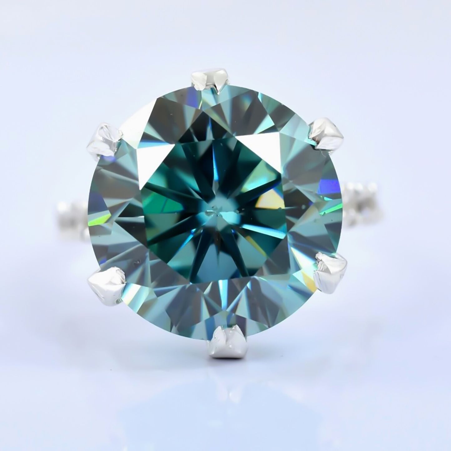 3.80ct Natural VS1 Blue Moissanite Ring Certified Birthday Gift 18K Gold Plated Ver 18K Gold Plated