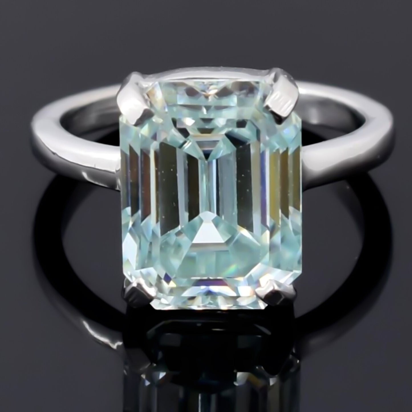 6.7ct Certified Natural VS1 Blue Moissanite Solitaire Ring Gift 18K Gold Plated Ver 18K Gold Plated