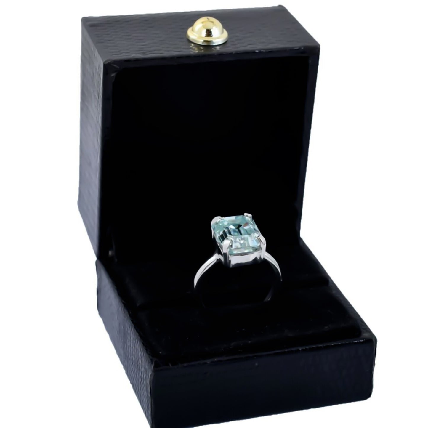 6.7ct Certified Natural VS1 Blue Moissanite Solitaire Ring Gift 18K Gold Plated Ver 18K Gold Plated
