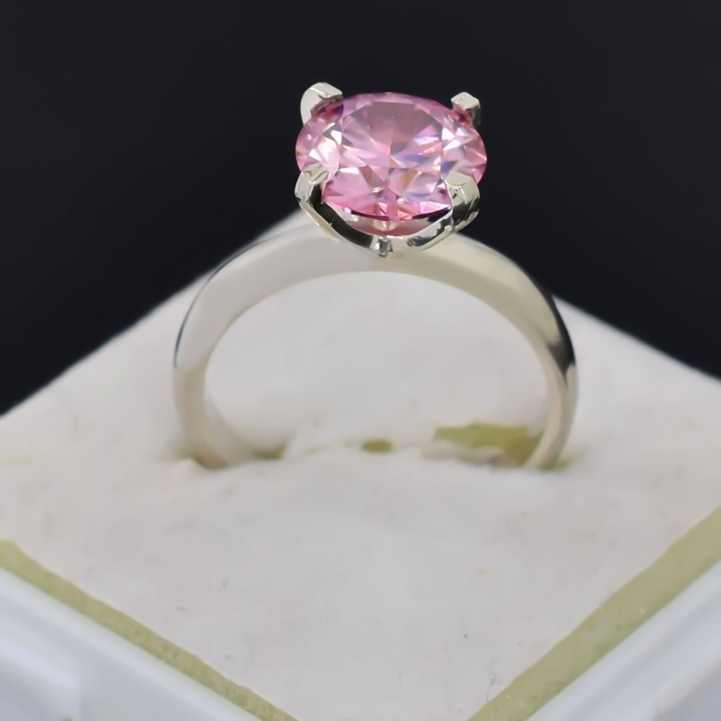 1.2ct Certified VVS1 Pink Moissanite Solitaire Ring For Women 18K Gold Plated Verme 18K Gold Plated
