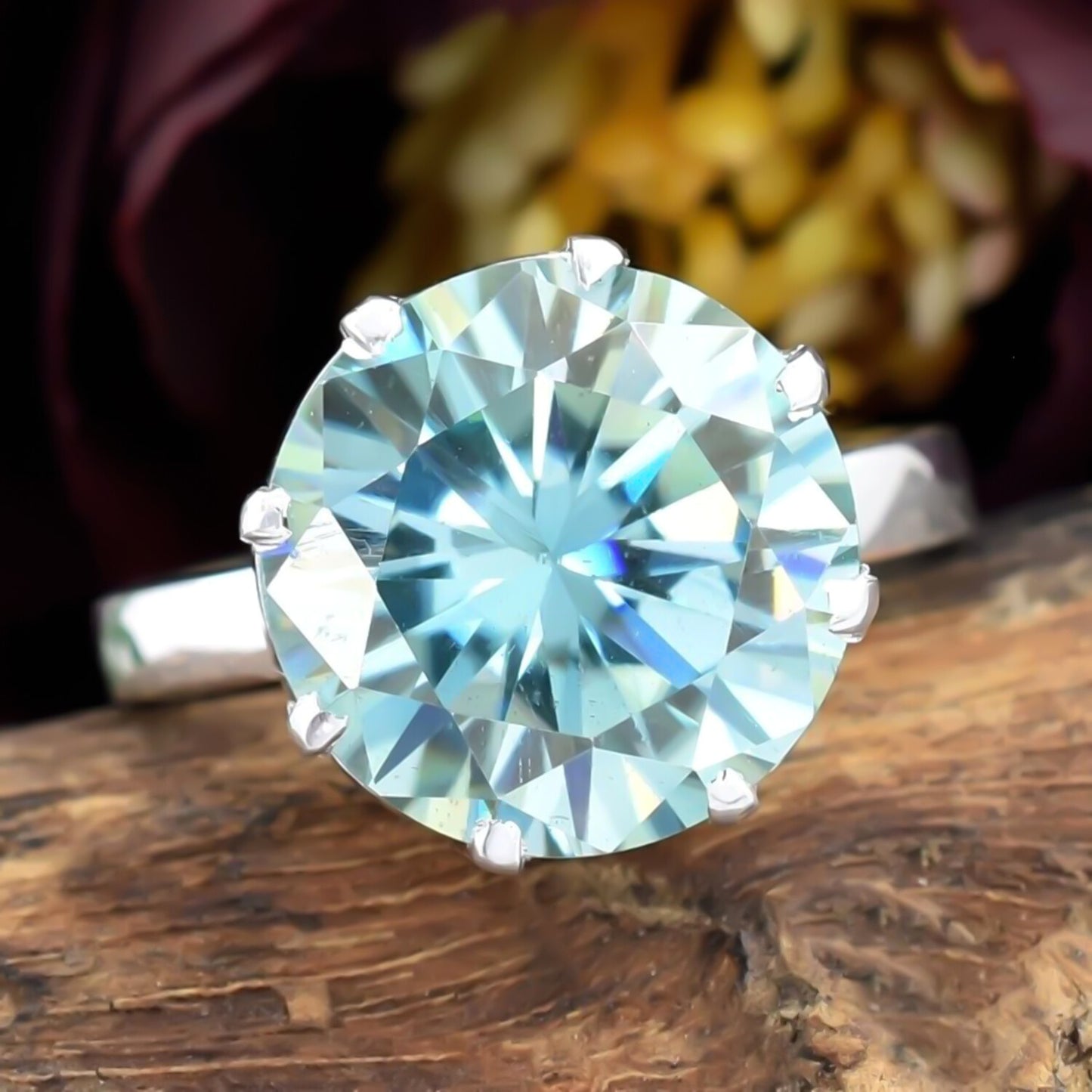 7.75ct Natural VS1 Blue Moissanite Ring Certified Gift For Love 18K Gold Plated Ver 18K Gold Plated