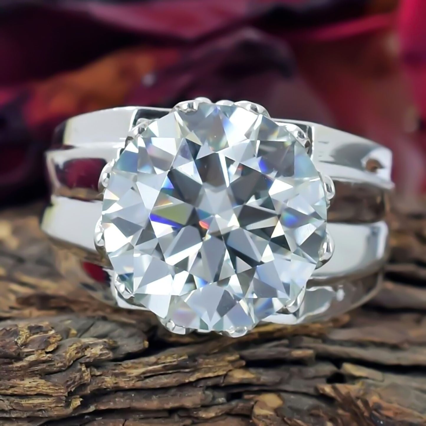 3.65ct Certified VS1 White Moissanite Solitaire Ring For Women 18K Gold Plated Verm 18K Gold Plated